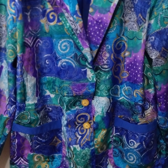 Pierre Lamonte Royal Blue/Purple multi Print Suit Jacket - Picture 2 of 10
